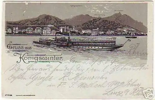 08796 Mondscheinkarte Gruß aus Königswinter 1904