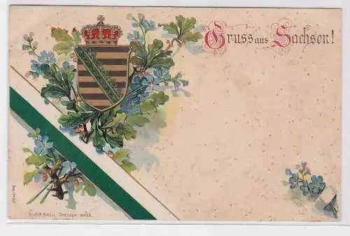 41517 Wappen Präge Ak Gruss aus Sachsen ! 1902