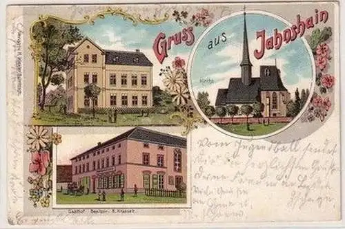 60773 Ak Lithographie Gruß aus Jahnshain Schule, Gasthof, Kirche 1904