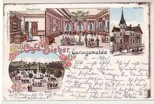 39578 Ak Lithographie Gruß aus Geringswalde Café 1901