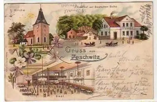 40192 Ak Lithographie Gruß aus Zeschwitz Gasthof 1900