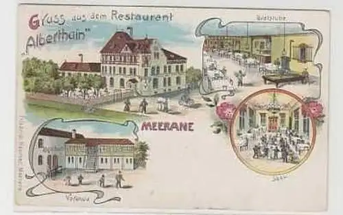 39970 Ak Litho Gruss aus Meerane Restaurant 1906