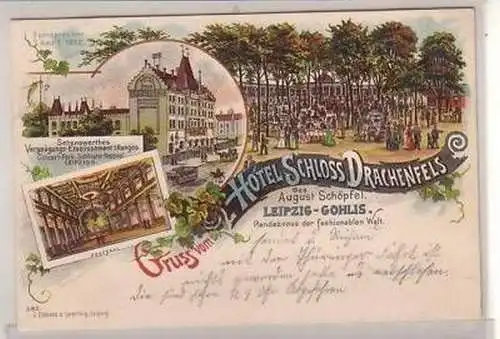 30/65 Ak Hotel Schloss Drachenfels Leipzig-Gohlis 1901