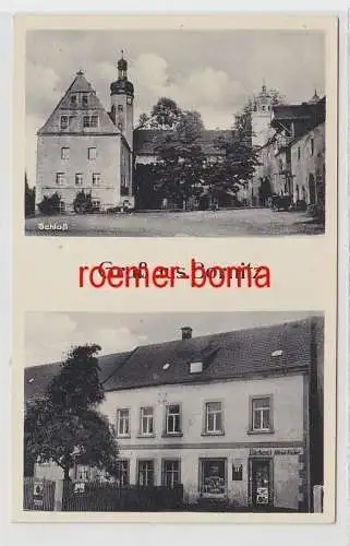 72742 Mehrbild Ak Gruß aus Bornitz Schloß und Bäckerei Alfred Fischer um 1920