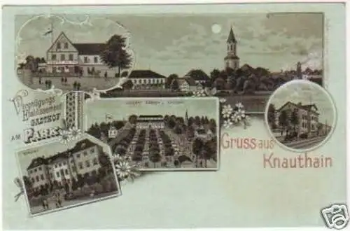 24579 Mondscheinkarte Gruss aus Knauthain 1899