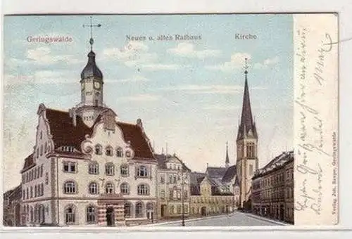 58872 Präge Ak Geringswalde neues und altes Rathaus und Kirche 1905