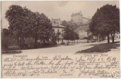 13875 Ak Gruss aus Pirna Tischerplatz 1902