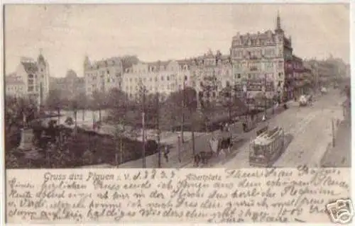 13870 Ak Gruß aus Plauen im Vogt. Albertplatz 1905