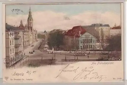 10/13 Ak Leipzig am Fleischerplatz 1901