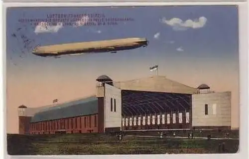 13/9 Ak Leipzig Zeppelin über Luftschiffhalle 1913