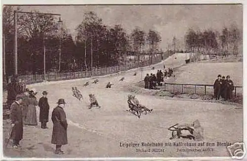 07068 Ak Leipziger Rodelbahn auf dem Bienitz um 1920