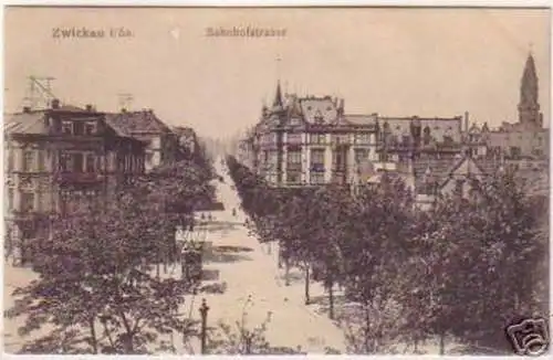 19073 Feldpost Ak Zwickau in Sa. Bahnhofstraße 1916