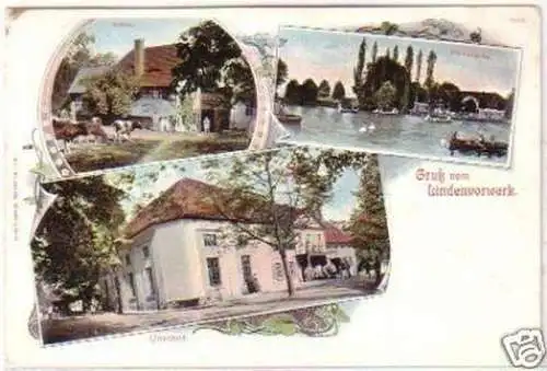 20129 Lithografie Gruß vom Lindenvorwerk 1907