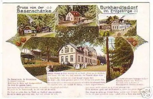 16378 Ak Gruß von der Besenschänke Burkhardtsdorf 1910