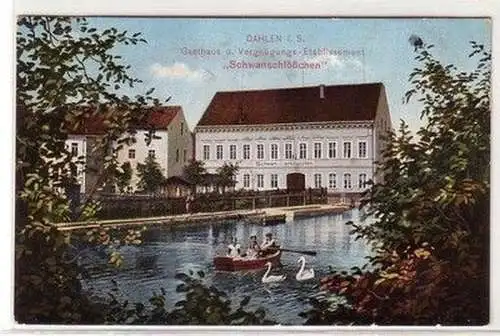 58575 Ak Dahlen in sa. Gasthaus und Etablissement "Schwanenschlößchen" 1916