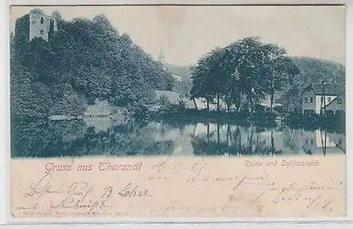 61616 Ak Gruß aus Tharandt Ruine und Schloßteich 1901