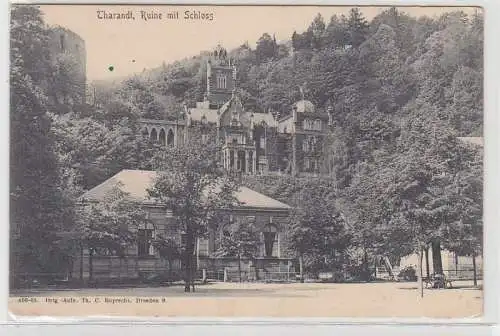 42305 Ak Tharandt Ruine mit Schloß um 1910