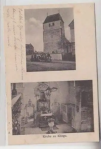 48094 Mehrbild Ak Kirche zu Klinga Aussen- und Innenansicht 1929