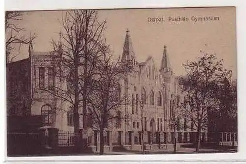 41338 Ak Dorpat Estland Puschkin Gymnasium um 1918