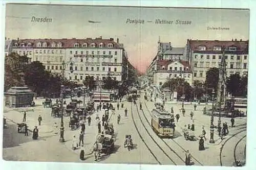 31906 Ak Dresden Postplatz Wettiner Strasse 1914