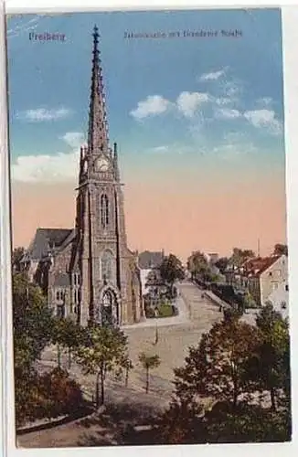 23335 Ak Freiberg Jakobikirche mit Dredener Straße 1931