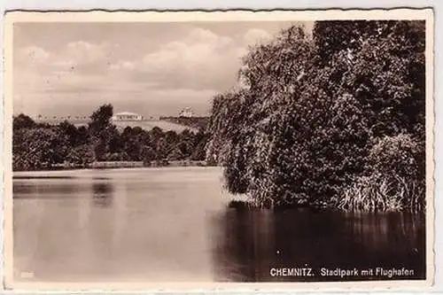 67403 Ak Chemnitz Stadtpark mit Flughafen 1940