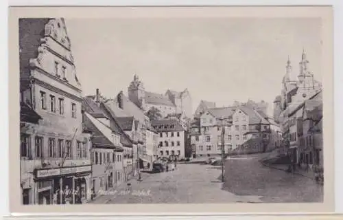 81756 Ak Colditz in Sachsen Markt mit Schloss