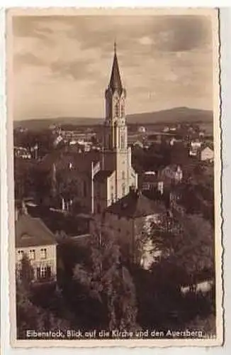 39908 Ak Eibenstock Blick auf die Kirche Auersberg 1934