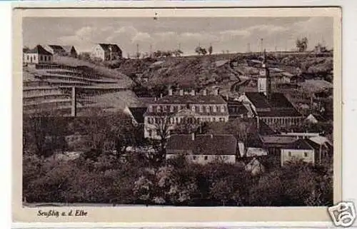 29371 Ak Seußlitz an der Elbe Totalansicht 1954