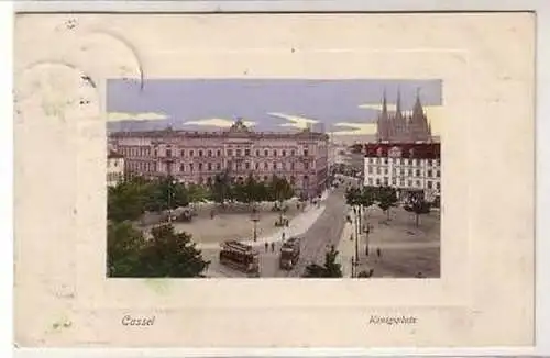 41824 Ak Cassel Königsplatz mit Straßenbahnen 1909