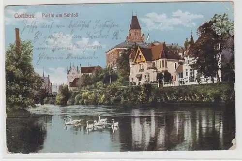 69825 Feldpost Ak Cottbus Partie am Schloß 1916