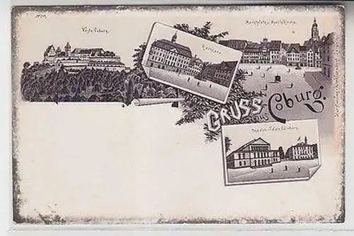 66477 Ak Lithographie Gruß aus Coburg um 1900