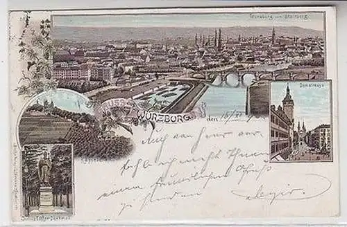 64246 Ak Lithographie Gruß aus Würzburg 1896