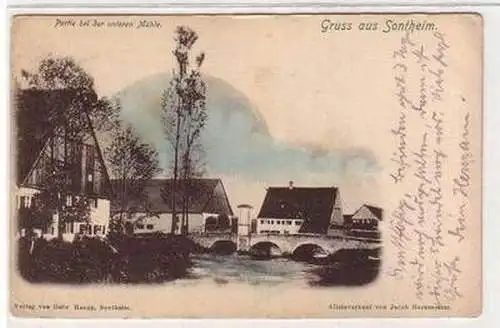 53656 Ak Gruß aus Sontheim Partie bei der unteren Mühle 1910