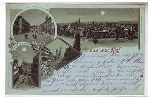 53659 Mondscheinkarte Gruß aus Hof 1898