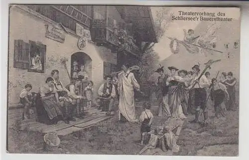 71648 Ak Soldatenbrief, Theatervorhang d. Schliersee'r Bauerntheater, um 1910