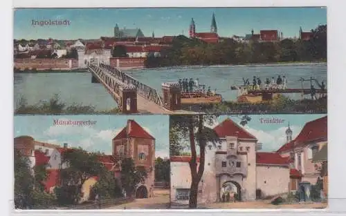 63560 Feldpost AK Ingolstadt - Stadtpanorama, Münzburgtor & Tränktor 1915