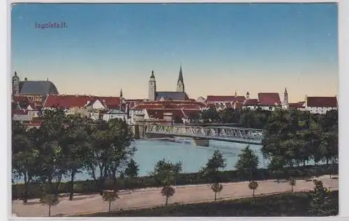 66855 Feldpost AK Ingolstadt - Stadtansicht mit Donau und Kirche 1916