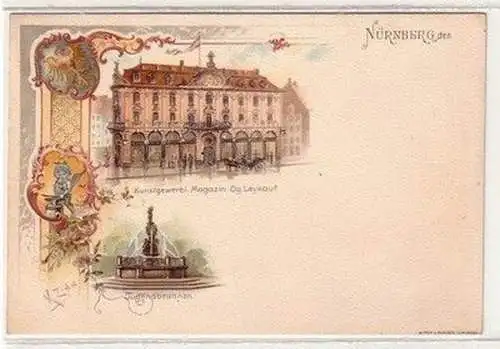 60554 Ak Lithographie Nürnberg kunstgewerbliches Magazin um 1900