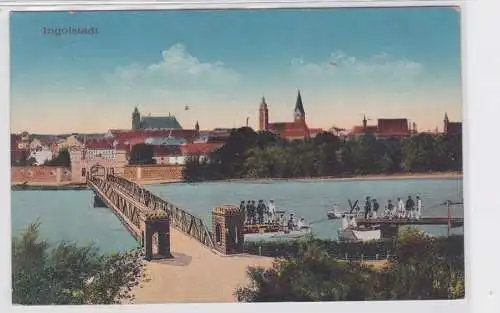 43428 Feldpost AK Ingolstadt mit Donau-Partie und Stadtpanorama 1915