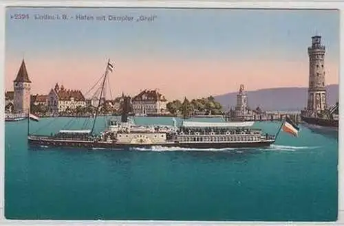 46480 Ak Lindau Hafen mit Dampfer "Greif" um 1910