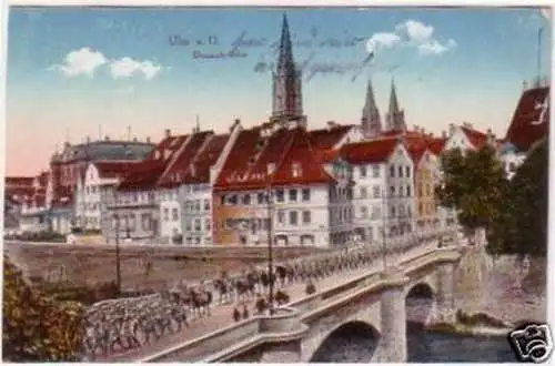 21250 Feldpost Ak Ulm a.D. Donaubrücke 1917