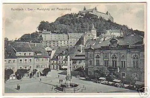 08873 Ak Kulmbach Marktplatz mit Plassenburg 1928