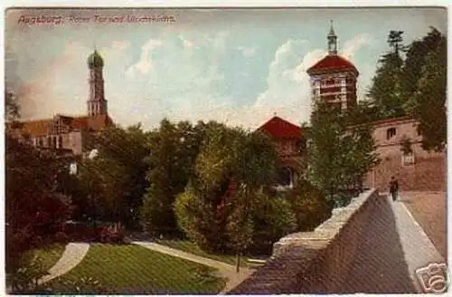 08782 Ak Augsburg Rotes Tor und Ulrichskirche um 1910