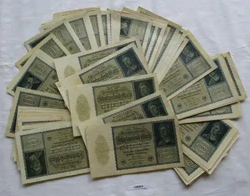 Sammlung mit 100 Banknoten 10000 Mark 1922 Ro. 69 kleine Variante (149963)