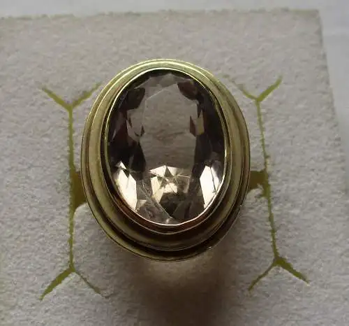 Klassischer 585er Gold Damen Ring mit großem Rauchquarz (110523)