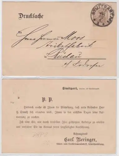 97792 Privat Ganzsachen Postkarte DRP2 Zudruck Carl Beringer Fabrik Stuttgart