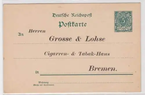 17665 DR Ganzsachen Postkarte P36 Zudruck Grosse & Lohse Tabak-Haus Bremen