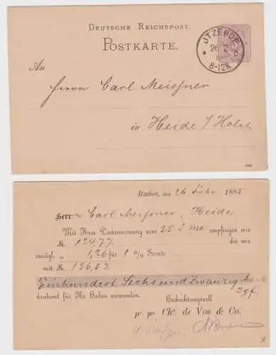 23457 DR Ganzsachen Postkarte P12 Zudruck Chs. de Vos & Co. Itzehoe 1885