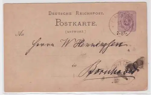 96327 DR Ganzsachen Postkarte P7AI Elmshorn nach Bornhöved 1879